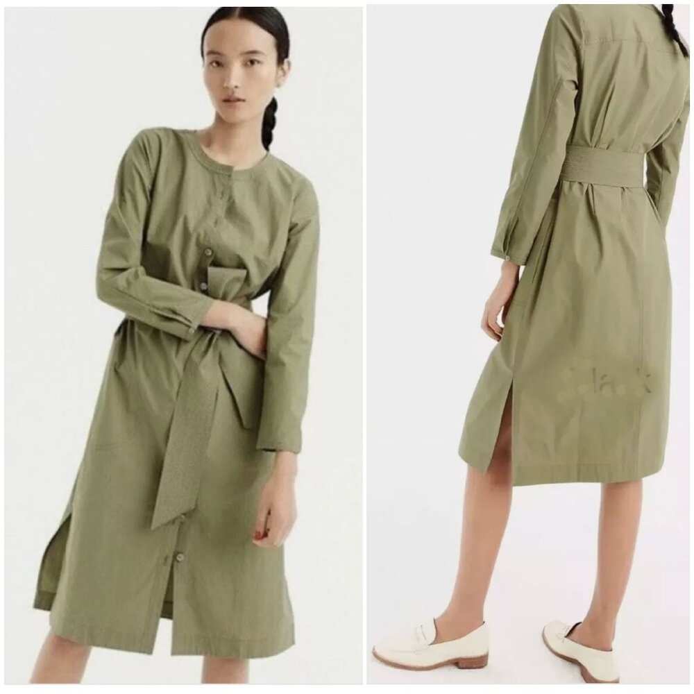 JCrew Green Cotton Shirt Dress